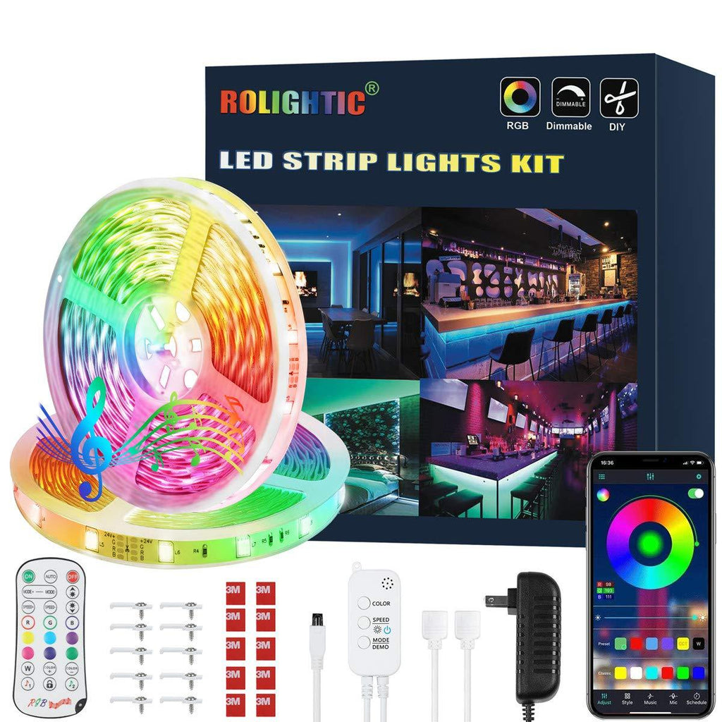 [AUSTRALIA] - 50Ft LED Strip Lights Music Sync Color Changing RGB LED Strip with Remote, Sensitive Built-in Mic, App Controlled LED Lights Tape Lights, 5050 RGB LED Light Strip (APP+Remote+Mic+3 Button Switch) 50FT 