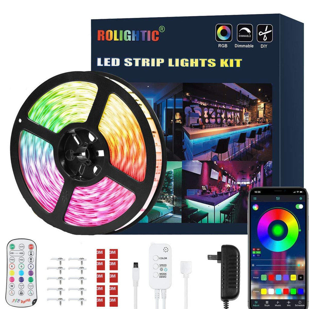 [AUSTRALIA] - 32.8FT Smart LED Strip Lights, LED Color Changing Lights Strip with APP Control, Remote and Control Box, DIY Tape Lights, Music Sync LED Lights for Room, Kitchen, Party (3 Ways Control) 32.8FT 
