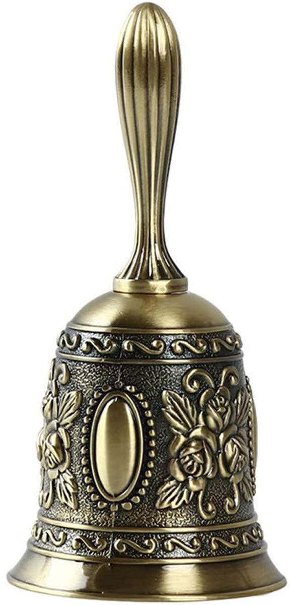 NIDEZHI Hand Bell Call Bell Brass Wedding Bell Dinner Bell Antique Floar Classroom Bell (Bronze) Bronze