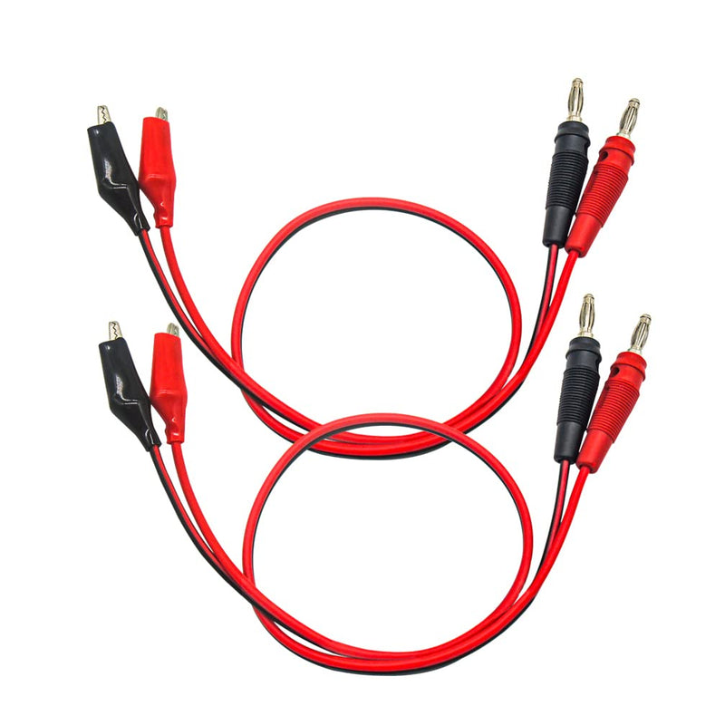 Test Lead of Banana Plugs to Alligator Clips 1-Meter(3.28ft) 16AWG Wire 5A/10A Electrical, Laboratory Electric Testing—Red& Black 2Sets 100cm