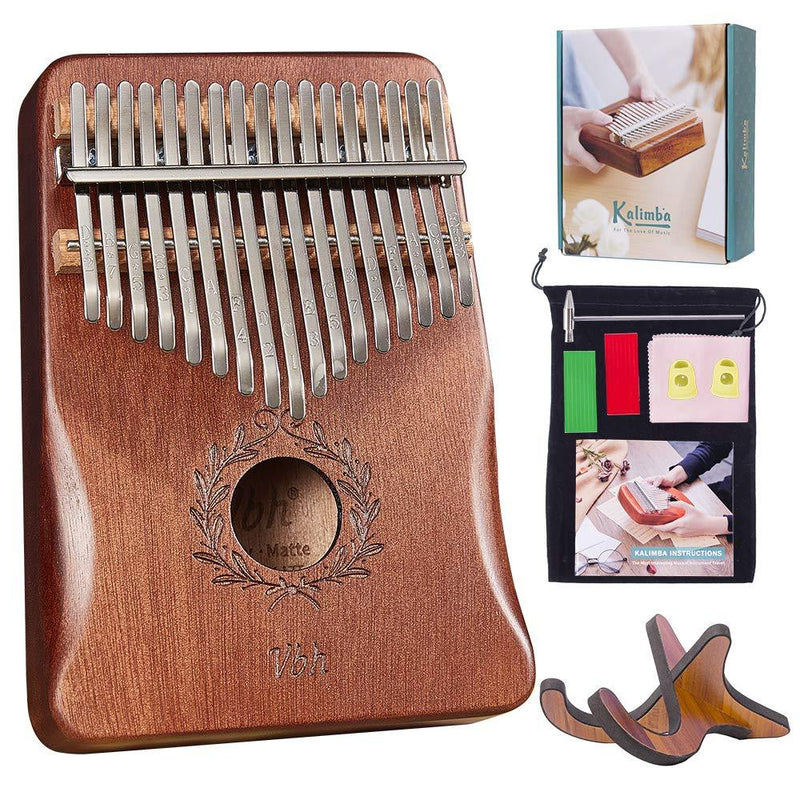 Kalimba 17 Keys Thumb Piano,Solid Mahogany Wood Portable Mbira Finger Piano with Study Instruction and Tune,Best Birthday or Christmas' Gifts for Adult and Kids Beginners