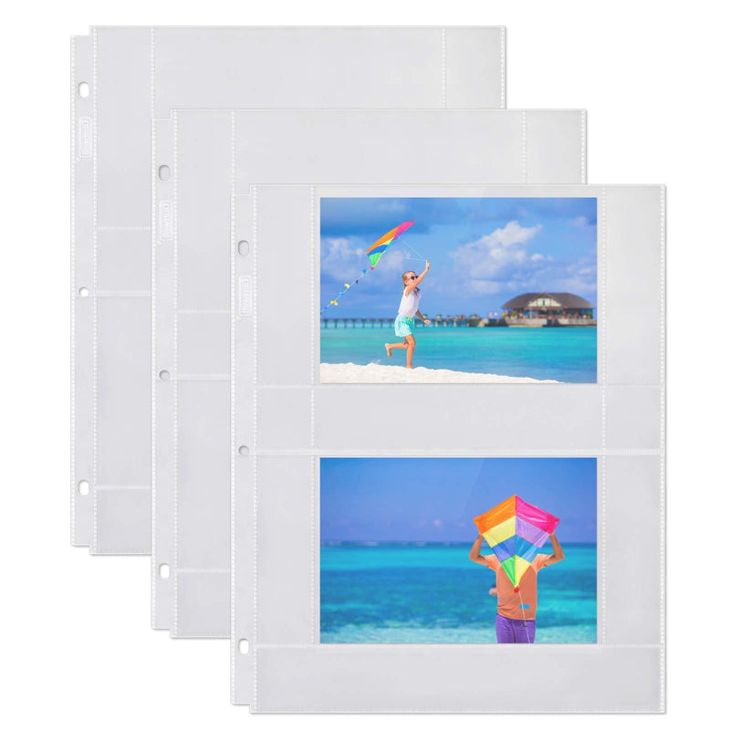 Dunwell Photo Album Refill Pages - (4x6 Horizontal, 10 Pack) for 40 Photos, 3-Ring Binder Photo Pockets, Each Photo Page Holds Four 4 x 6 Pictures, Postcard Sleeves, Archival Photo Sleeves 4x6 4x6" - Landscape