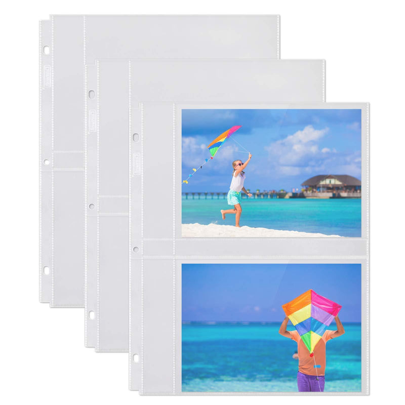 Dunwell 5x7 Photo Sleeve Inserts - (5x7, 10 Pack), for 40 Photos, Crystal Clear Photo Pockets for 3-Ring Binder, Photo Album Refillable Page Inserts, Each Page Holds Four 5 x 7" Pictures, Postcards 5x7"