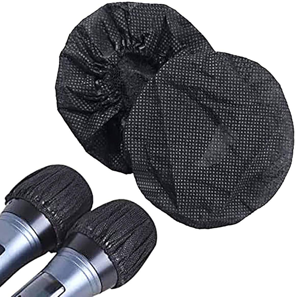 200pcs Disposable 8.5CM Microphone Cover, Non-Woven Elastic Band Karaoke Mic Cover, Disposable Handheld Stage Microphone Covers Odorless Microphone Cover for KTV News Interview (Black) Black