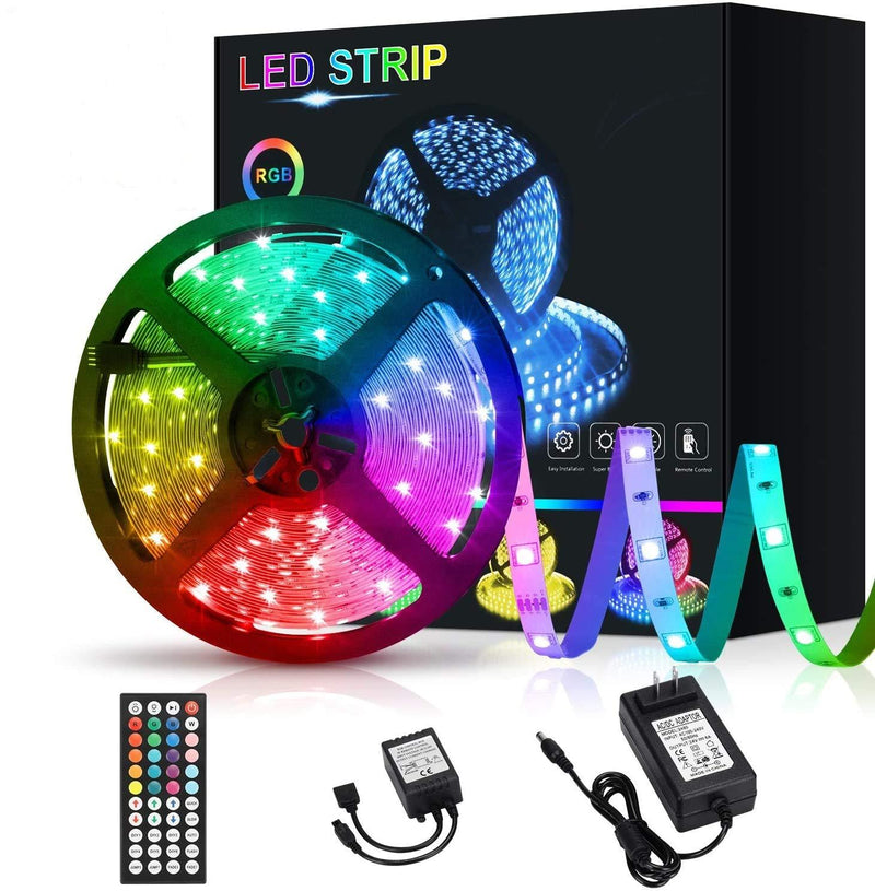 [AUSTRALIA] - 50ft RGB LED Strip Lights Kit - TKLED 15M Color Changing Light Strip with IR Remote Controller and 24V Power Supply - Non-Waterproof LED Lights for Home Party Decoration 
