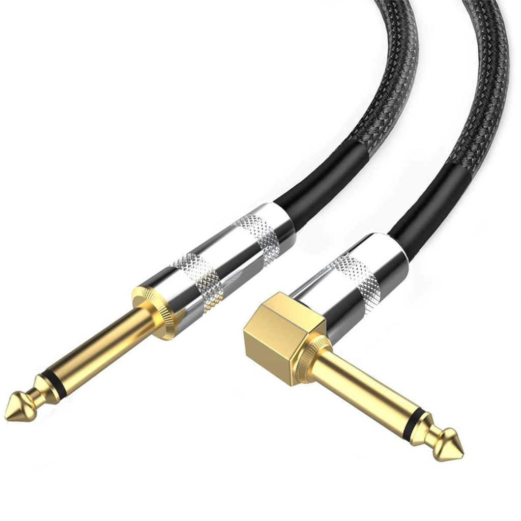 [AUSTRALIA] - SOLUTEK Guitar Cable 2 Pack 10 ft Right Angle Guitar Cord Gold Contacts Braided Instrument Cable AMP Cord - 1/4 Inch TS Plug- Black Tweed Cloth Jacket- Clean Clear Tones and Durable 