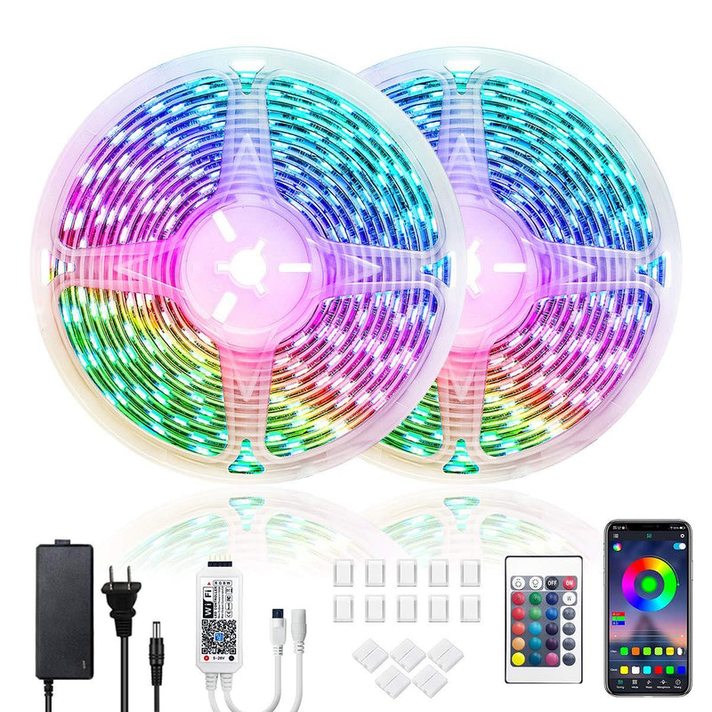 [AUSTRALIA] - 32.8ft Smart WiFi LED Strip Lights Kit with IR Remote, App Controlled, Compatible with Alexa, Google Home, 5050 LED Waterproof with Accessories Included 