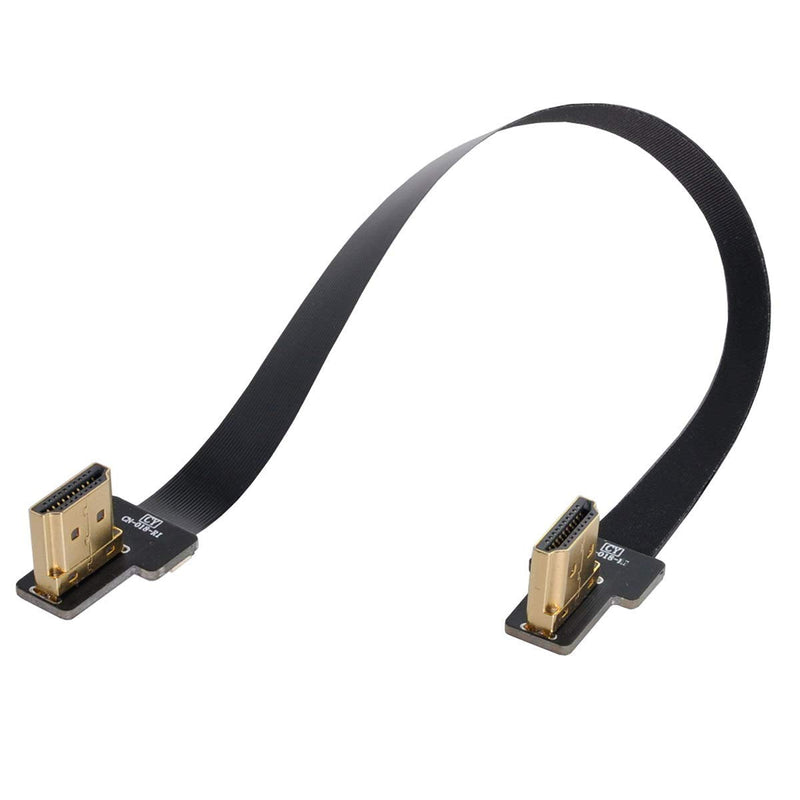 Xiwai CYFPV Dual 90 Degree Left Angled HDMI Type A Male to Male HDTV FPC Flat Cable for FPV HDTV Multicopter Aerial Photography (0.5M)