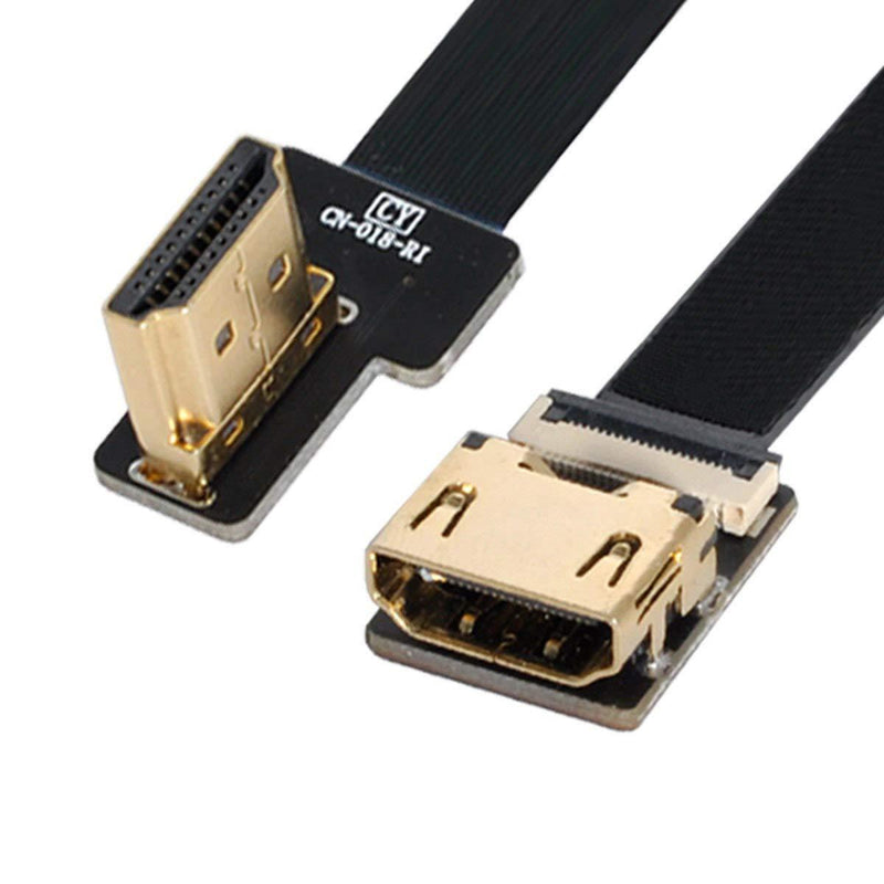 Xiwai CYFPV Left Angled 90 Degree HDMI Male to Female FPC Flat Cable for HDTV Multicopter Aerial Photography (0.1M)