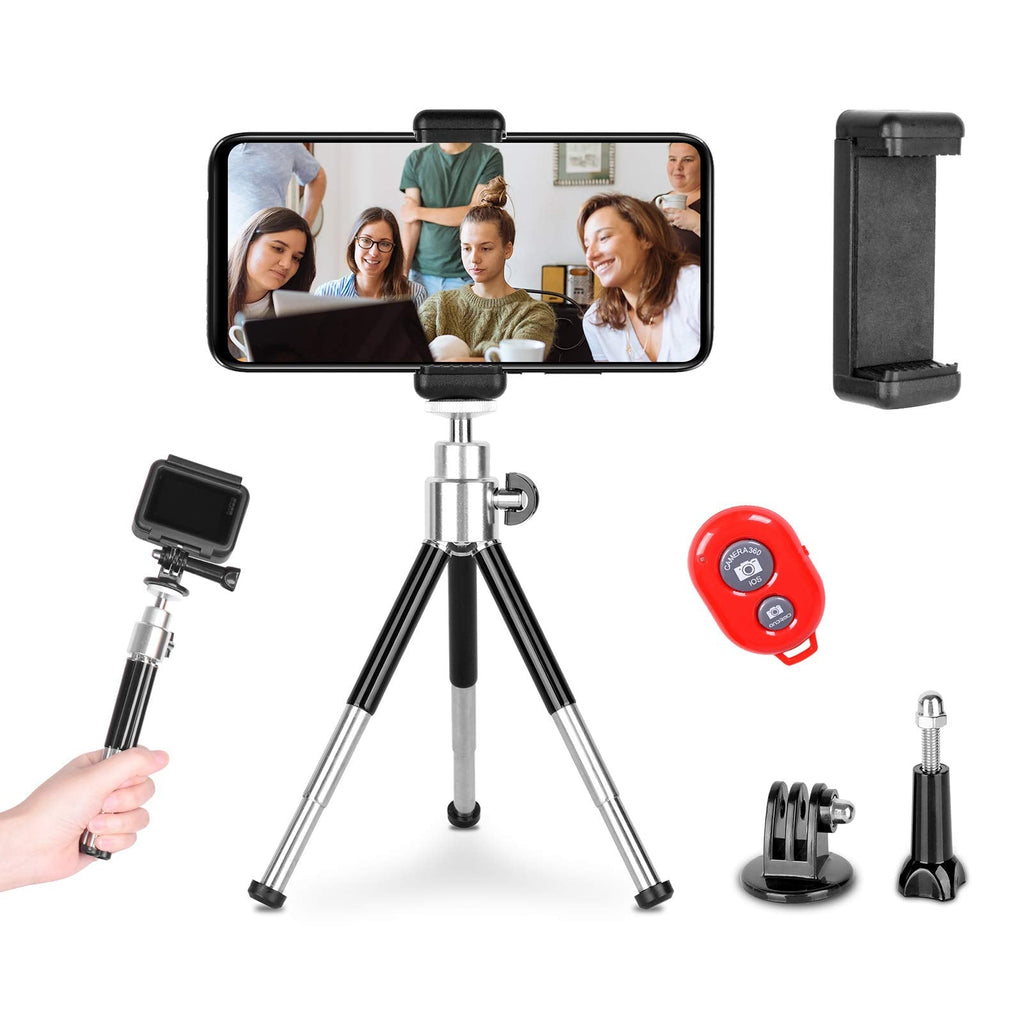Emart Lightweight Mini Tripod for Webcam Camera, Extendable Stand Desk Mount with Wireless Remote, Cell Phone Table Holder Compatible with Smartphone, GoPro, for Vlogging, Live Streaming, Zoom Meeting