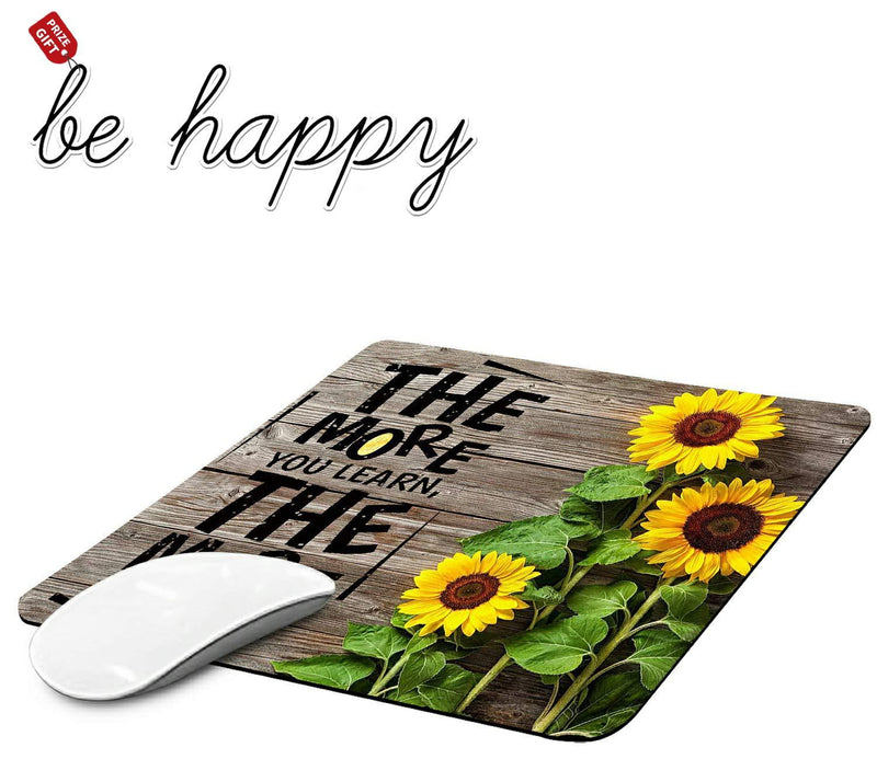 Gaming Mouse Pad, Money Sunflower Mouse Pads for Laptop Non-Slip Rubber Base Mousepad Computers and Office, Rectangle Cute Mouse Mats and Be Happy Computer Stickers Square Mouse Pad