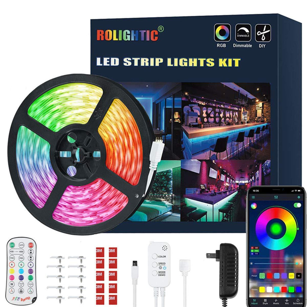 [AUSTRALIA] - Music LED Strip Lights 32.8ft, Smart APP Controlled LED Light Strip with Remote, 5050 LED Lights 300LEDs RGB Rope Lights, Music Sync Lights for Bedroom Ceiling (APP+Remote+Mic+3 Button) … 