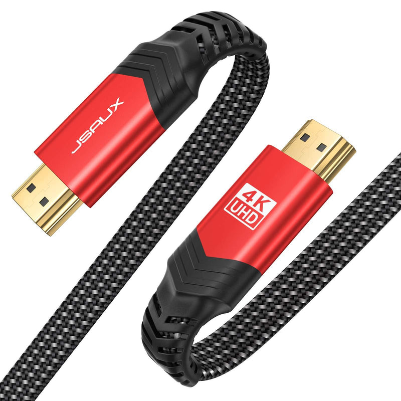 4K Flat HDMI Cable 6.6ft, JSAUX High Speed HDMI 2.0 Cable 18Gbps 4K 60Hz Braided HDMI Cord, Support 3D 4K HDR 2160P 1080P HDCP 2.2 ARC Ethernet, Compatible with UHD TV, PC (Red) Red