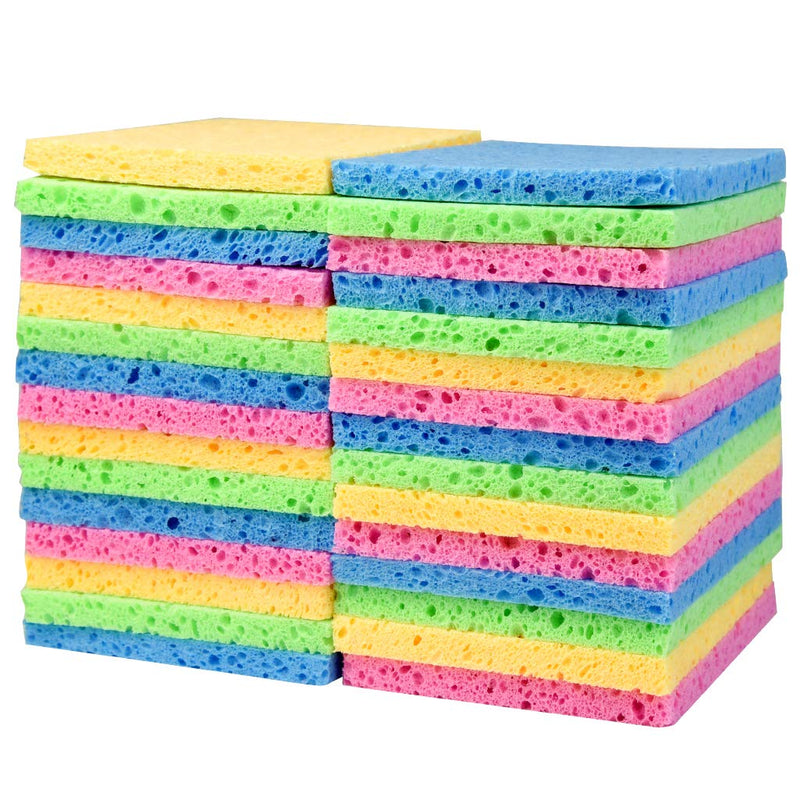 Yookat 30 Pack Kitchen Cleaning Sponges Non-Scratch Kitchen Sponges Bulk Cleaning Sponges Dishwashing Sponges Natural Colored Sponge for Kitchen and Bathroom