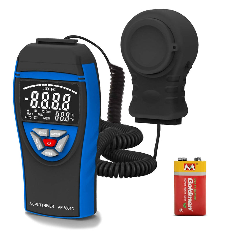Digital Light Meters AP-8801C Light Meter for Plants Measure Light from 0.1~400,000 Lux with Extendable Light Detector up to 2m, Data Hold, Lux/FC Selection for Par Photography Plants AP-8801C(Extendable Light Meter)