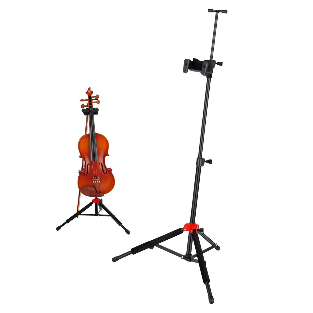 Violin Stand Viola Stand Portable Height Adjustable Violin Stand with Bow Holder,Automatic Locking Hook &Soft Pad Material