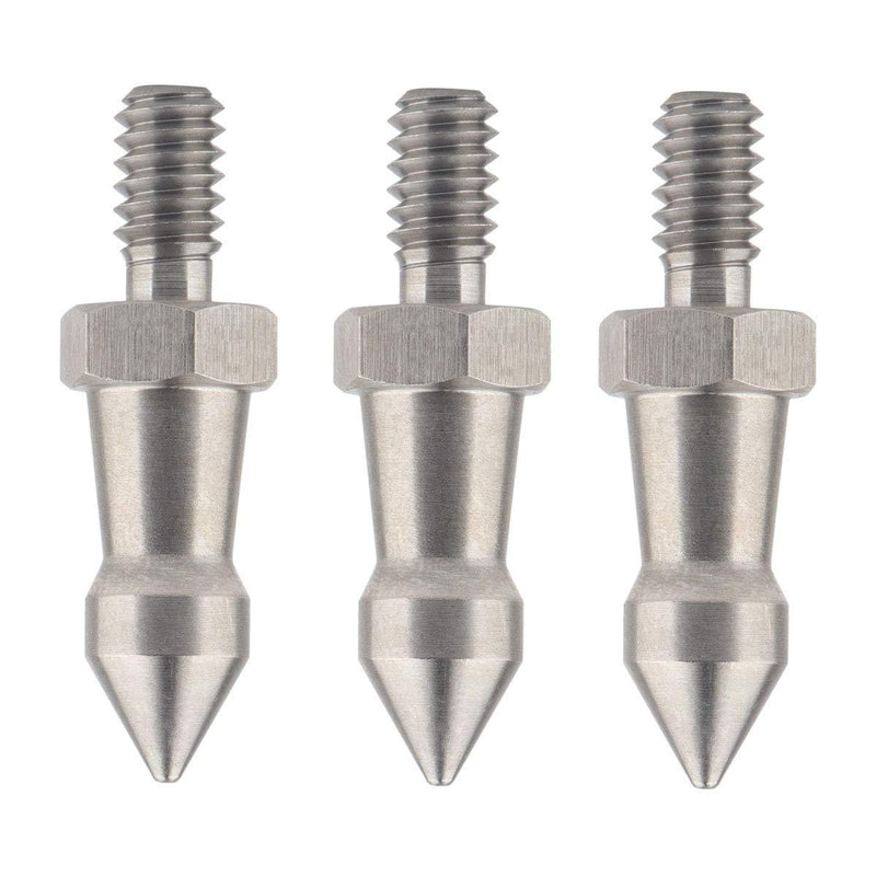 AFFVO Stainless Steel Spike Feet for Tripods Monopods 1/4"-20 Screw, Use on Softer Looser Terrain (3pcs)