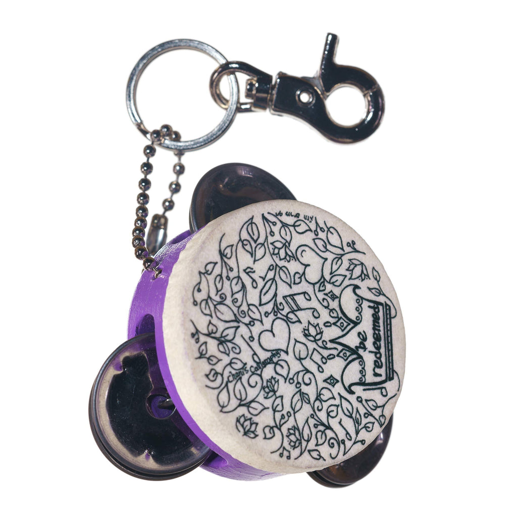 Tof Miriam Orchid Purple"Crown Doodle Art" Style Tambourine Keychain
