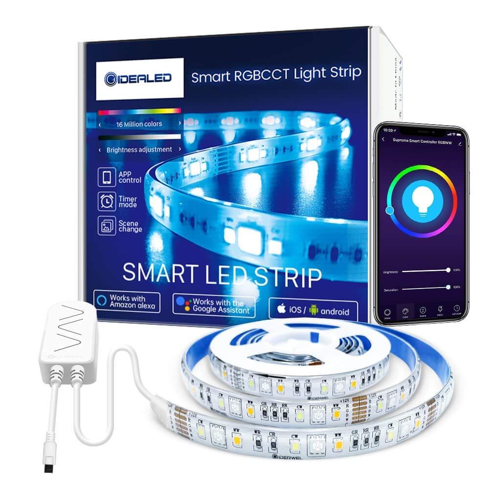 [AUSTRALIA] - GIDEALED Smart WiFi LED Light Strip RGBWW Kit Work with Alexa/Google Assistant,APP/Voice Controlled 6 Pin RGBCCT LED Strip Light Plus 80 inch Ambience Lighting Color Changing,No HUB Required Wifi Smart Strip Ligths Rgbww Kit 