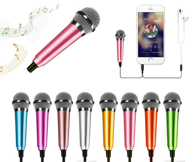 Mini Portable Vocal Microphone for Mobile Phone, Computer, Tablet, Recording Chat and Singing（Pink） Pink