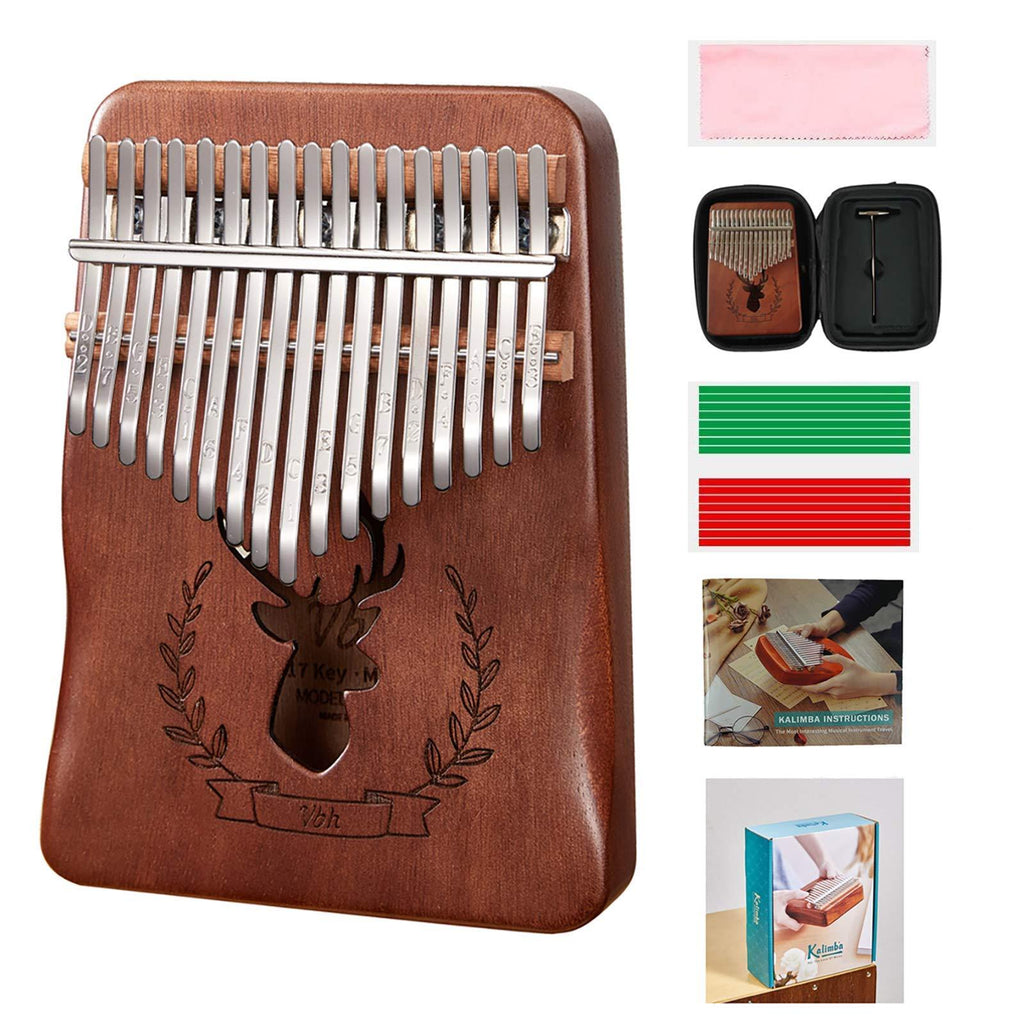Kalimba 17 Keys Thumb Piano,Builts-in EVA High-Performance Protective Box Portable Finger Piano Instrument Easy To Learn with Tuning Hammer and Study Instruction