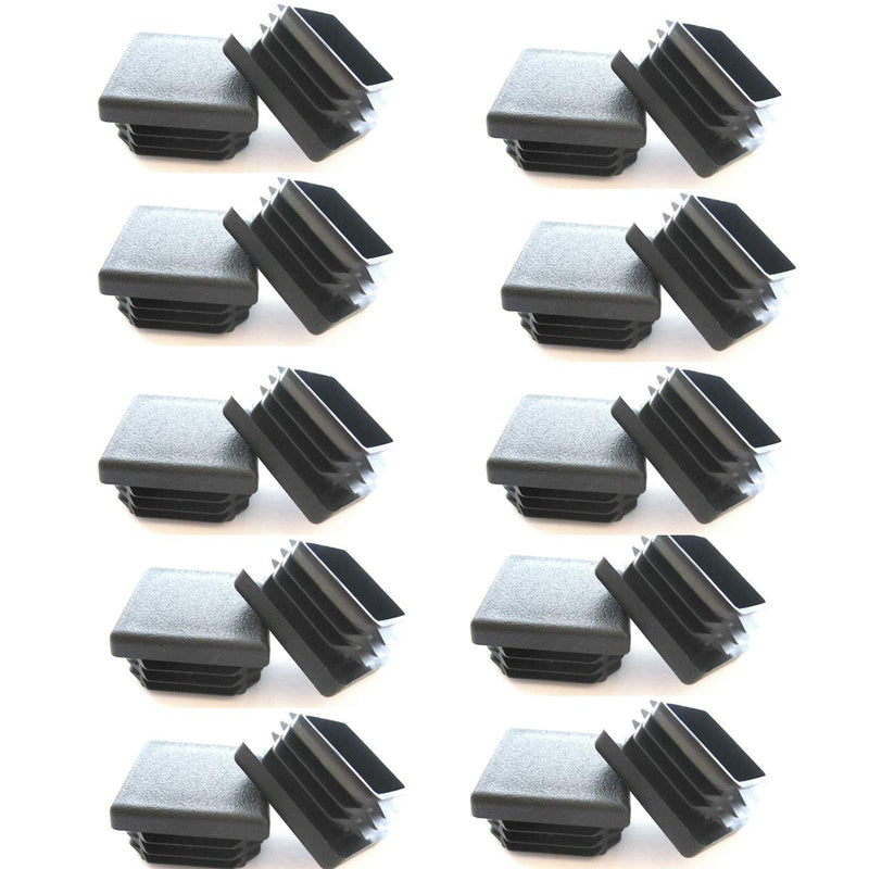1.2 inch Square Tubing Black Plastic Plug,1 Inch End Cap 1.2"x1.2" 1.2x1.2 Fence Post Pipe Cover Tube Chair Glide Insert Finishing Plug,20 Pieces 1.2 inch