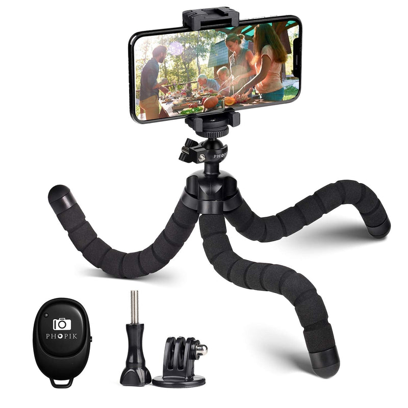 PHOPIK Mini Phone Tripod Stand: Portable and Flexible Octopus Smartphone Tripod-with Universal Holder and Remote Compatible with iPhone/Android/Camera/GoPro