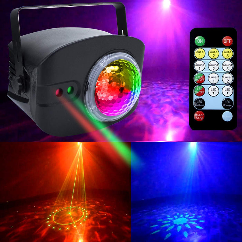AKEPO 13W Stage Laser Light Party Light, LED Ocean Wave Effect+Red Green and Mixed Laser effect Light with Remote Stage Light Strobe Light for Indoor DJ Disco Lights Shows/Party/Gift Ocean Wave+48 Patterns