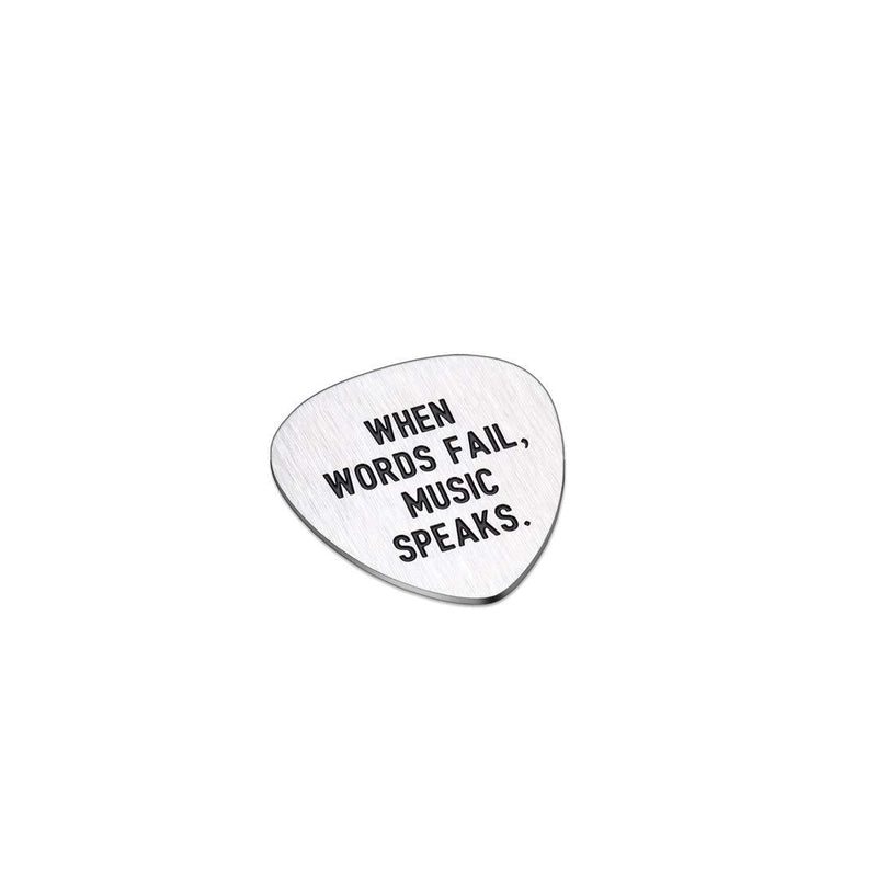 Guitar Pick Gifts for Men Women Music Lovers Music Stuff Musician Guitar Accessories Present for Him Boyfriend Husband Dad Brother Son Friend Birthday Valentines Day When Words Fail Music Speaks