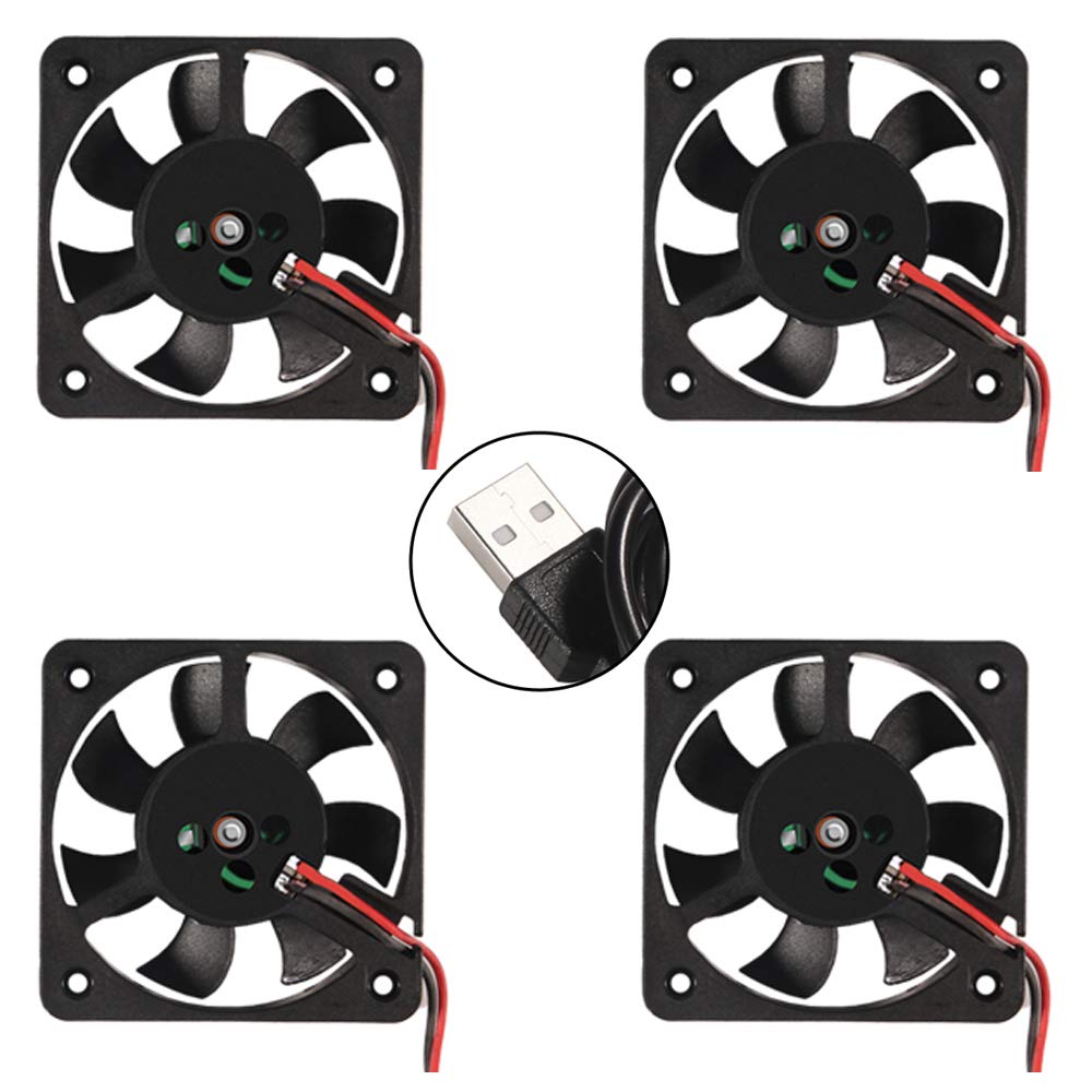 50mm Fan 5V USB Brushless DC Cooling Fan, 4 Pack Speed 4200 RPM Fan for Small Appliances Series Replacement (4 PCS 5010 5V USB) 4PCS 5V USB(5010)