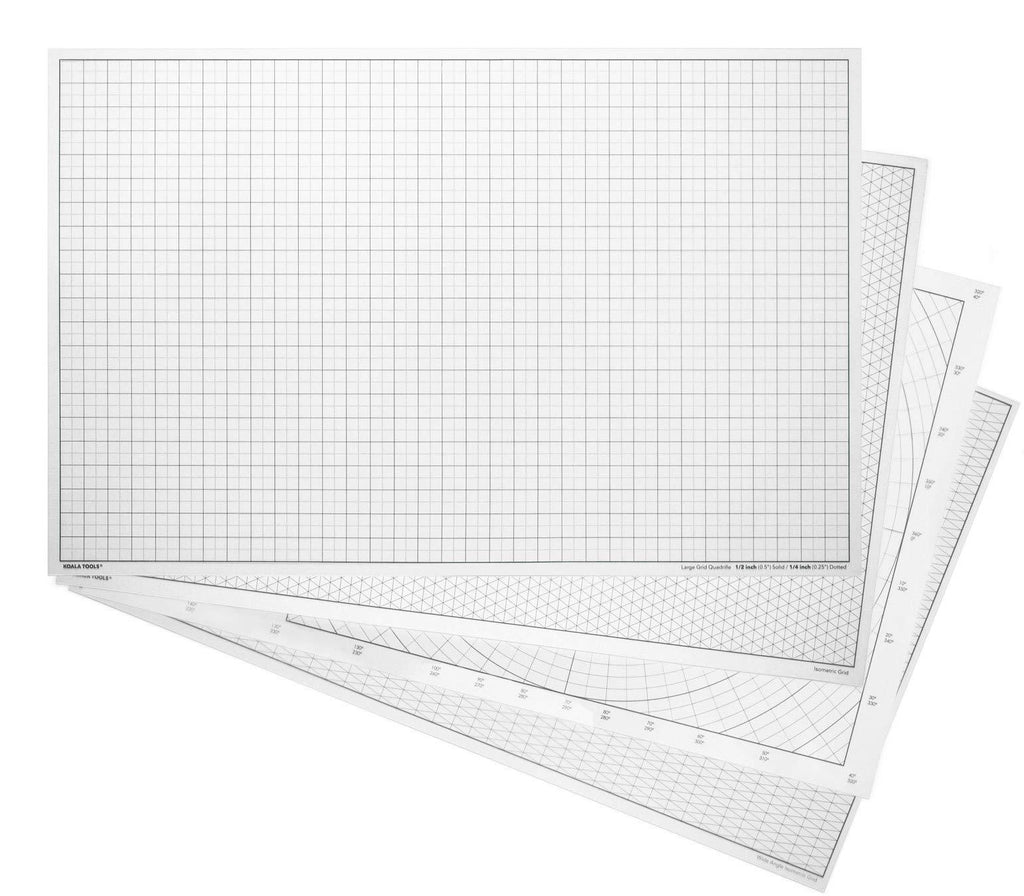 Koala Tools | Geometric Grid Transparency Sheets (Variety Pack of 4) - 11" x 17" | Overhead Projector and Light Box Transparencies - Tracing Film for Sketching & Drawing Geometric Grid - 11 x 17
