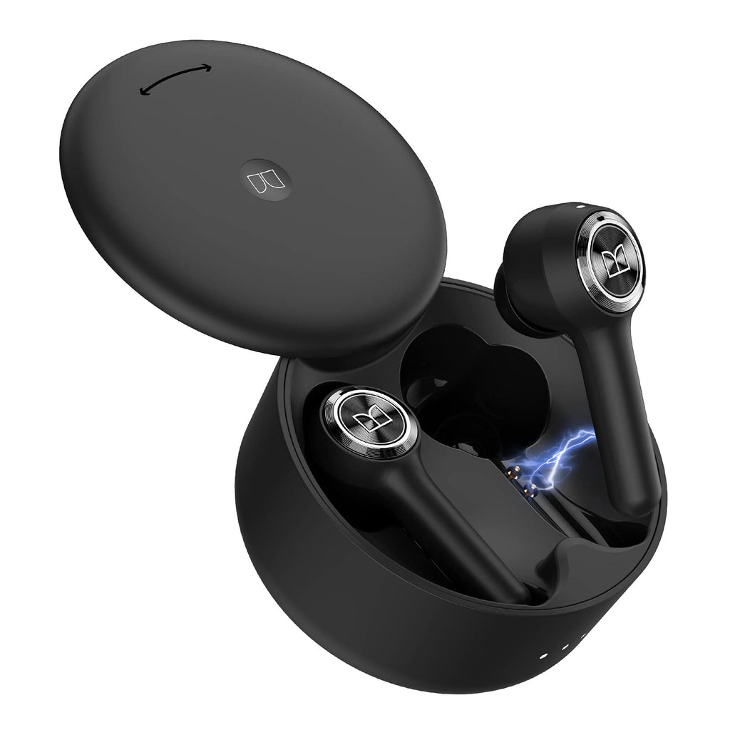 Monster Wireless Earbuds Bluetooth 5.0 in-Ear Headphones with Wireless Charging case, True Wireless Earbud with Built-in Dual Microphones, can Achieve Clearer Hands-Free Calling (Black) C-01