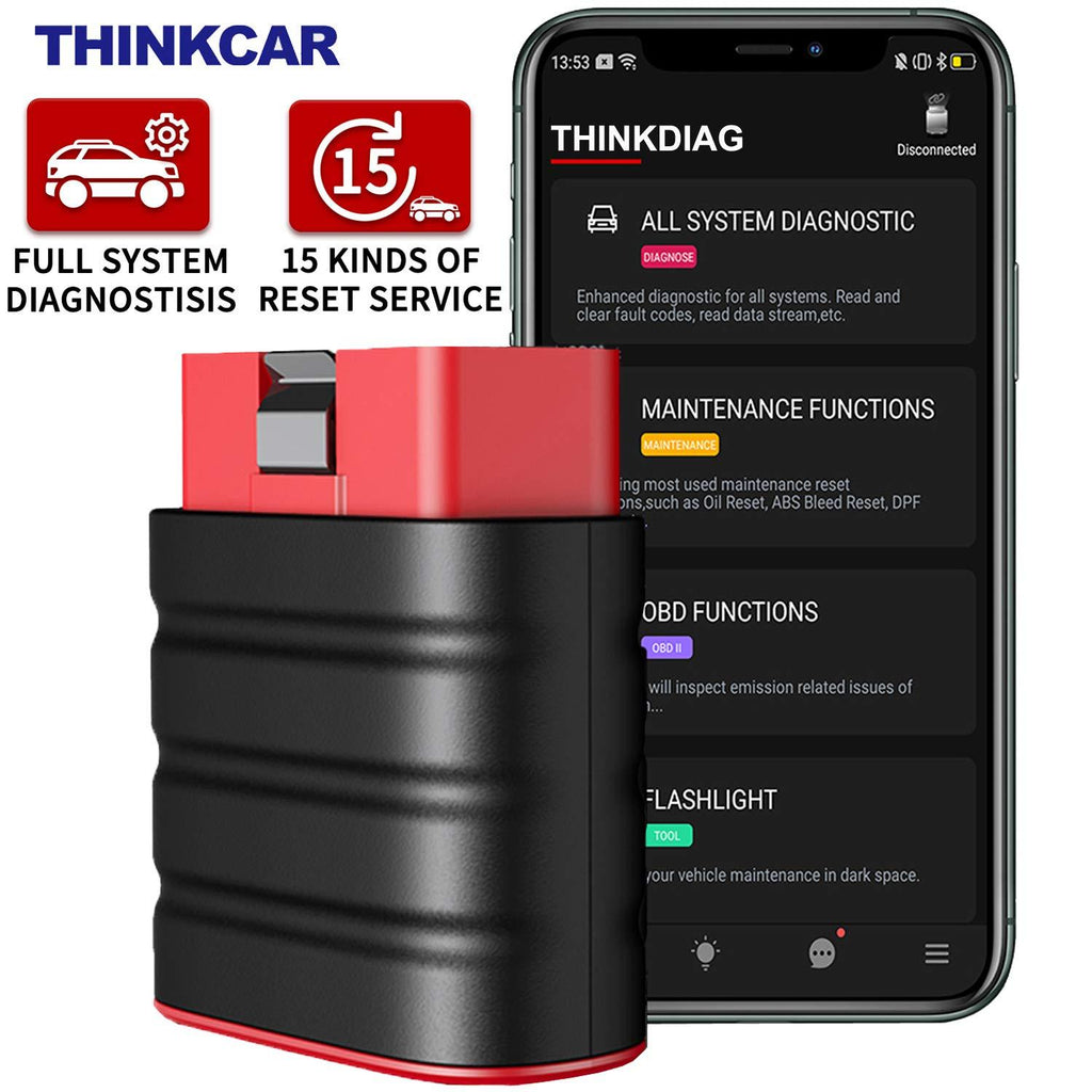 ThinkDriver Bluetooth Code Reader - Professional Full System Automotive Scan Tool OBD2 Scanner, Diagnostic Tool Car Check Engine with 15 Reset Functions ABS SAS for iOS Android Pad
