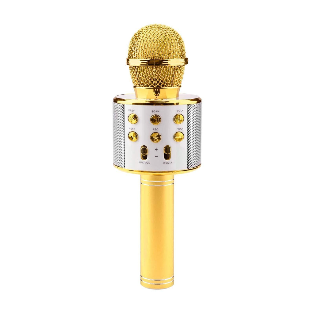 Wireless Bluetooth Karaoke Microphone, 3 in 1 Portable Microphone, Bluetooth Microphone and Speaker, Car Karaoke Microphone, Wireless Karaoke Microphone for Kids, Adults, Party, Home KTV YouTube-Gold Gold