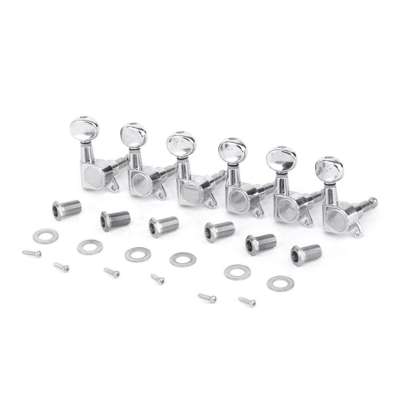 Musiclily Pro 6 in Line Guitar Sealed Tuners Tuning Keys Pegs Machine Heads Set for Fender Stratocaster Telecaster, Kidney Button Chrome