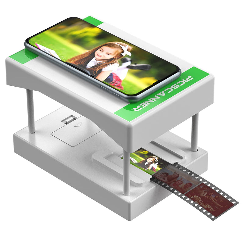 Rybozen Mobile Film and Slide Scanner, FILM to JPEG，Converts 35mm Slides & Negatives into Digital Photos with Your Smartphone Camera, LED Lighted Illuminated Viewing,Foldable White