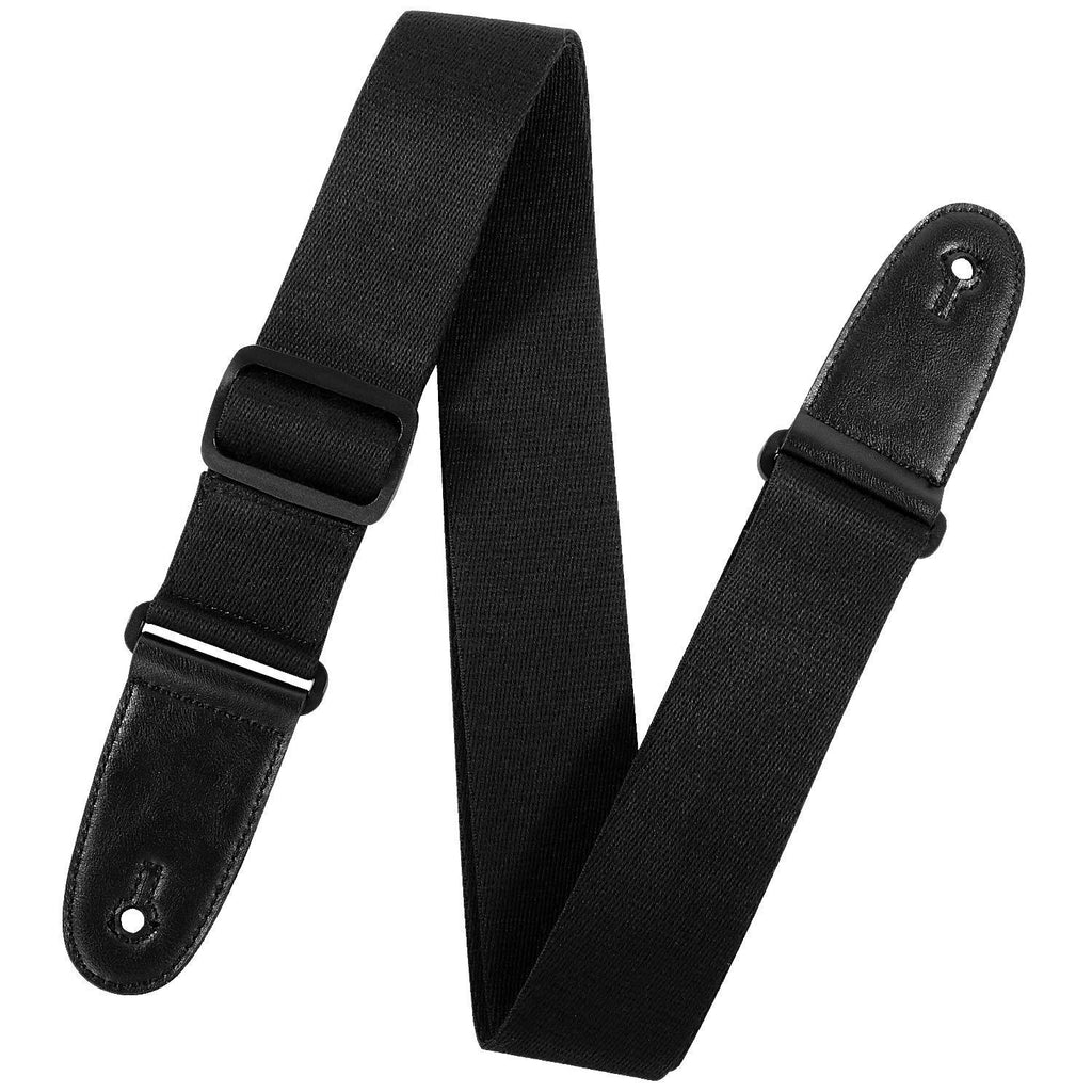 TDTOK Guitar Strap, 2" Wide Extra Long Adjustable Non-Slip Guitar Straps for Acoustic/Electric Guitar & Bass, With Leather Ends, Gift for Guitarist/Bass Player/Guitar Beginner, Classic Black