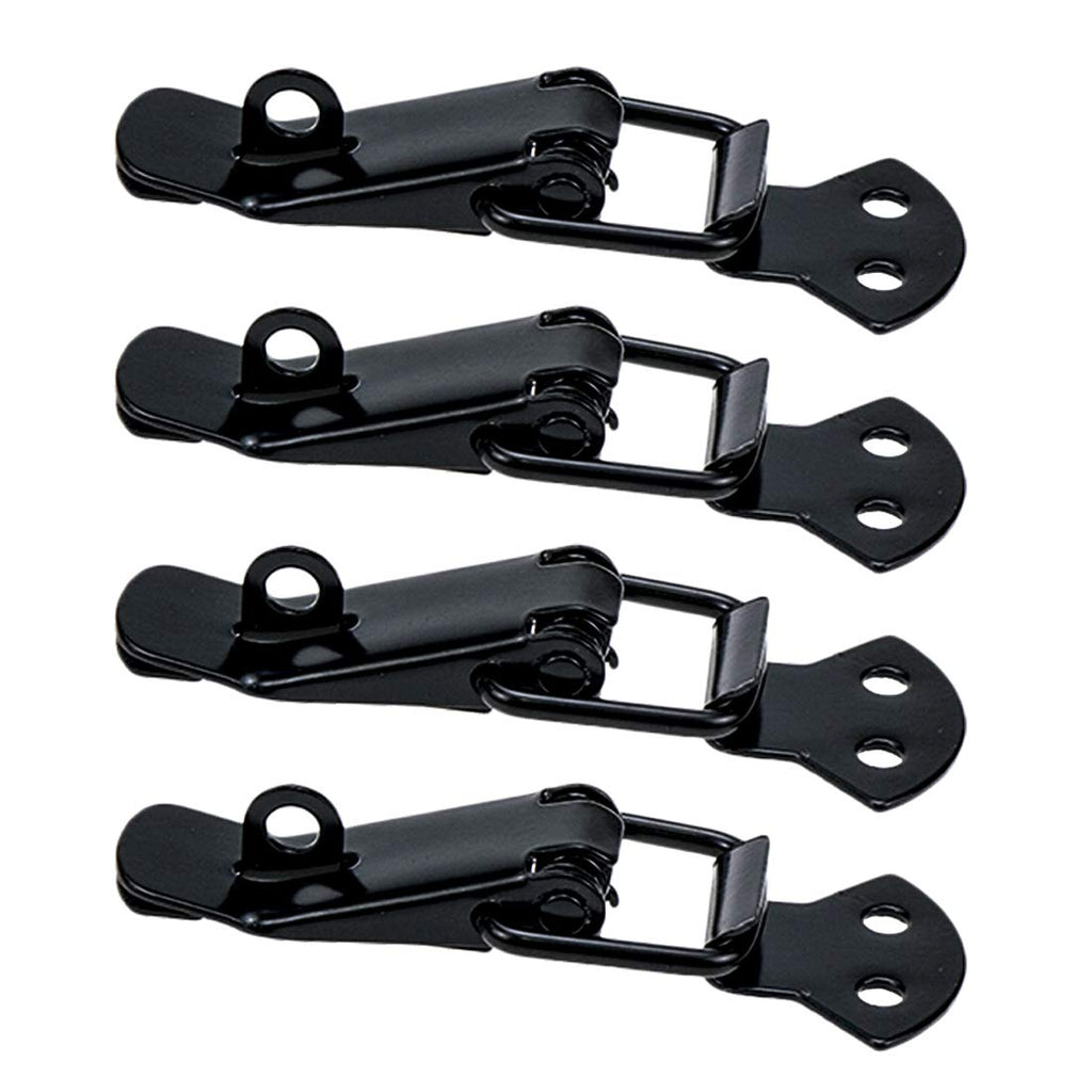 Coshar 4pack 2.2"x0.91" Spring Toggle Latch Hasp Black Tone Spring Loaded Hasp Lock for Cabinet Cases Box Chests