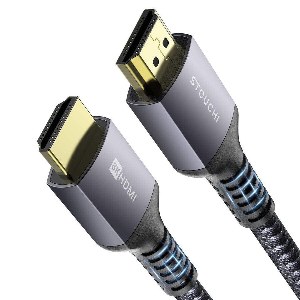 8K HDMI 2.1 Cable 6ft 48Gbps, Stouchi (Certified) Ultra High Speed HDMI Cables, 8K60Hz 4K120Hz 144Hz eARC HDCP 2.2&2.3 SBTM HDR10+ Dolby Compatible with PS5/PlayStation 5/Xbox Series X/Apple TV 4K Grey 1