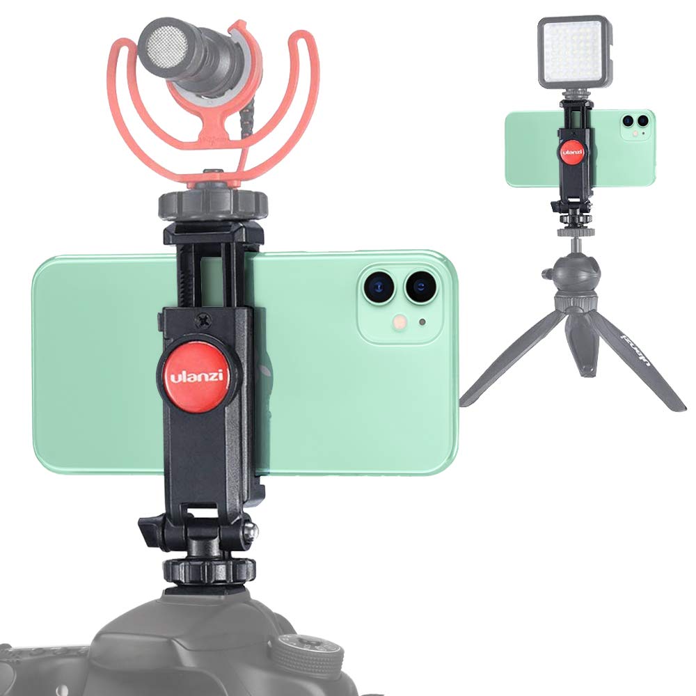 Camera Hot Shoe Phone Holder,Phone Tripod Mount Adapter with Cold Shoe Mount for Microphone Video Light Compatible with iPhone Samsung Canon Nikon Sony DSLR Cameras for DJI Ronin SC Gimbal Stabilizer