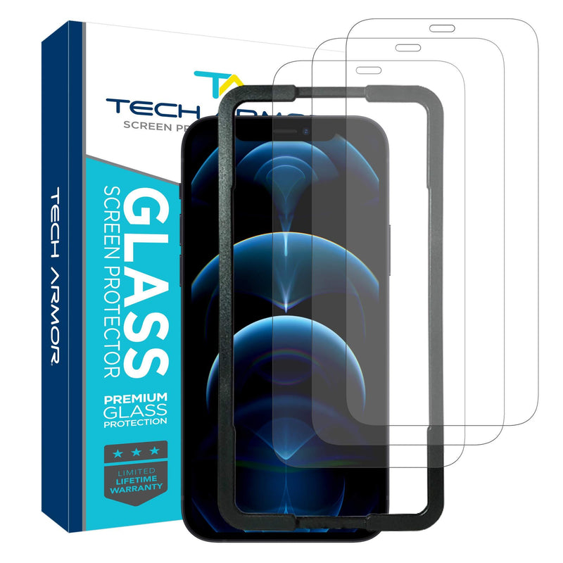 Tech Armor Ballistic Glass Screen Protector for Apple NEW iPhone 12 Pro Max (6.7") - Case-Friendly Tempered Glass [3-Pack], Haptic Touch Accurate Designed for iPhone 12 Pro Max (6.7")