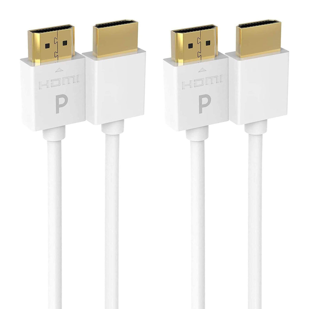 Pacroban Slim HDMI Cable (6ft - 2pack, White) 6ft - 2pack