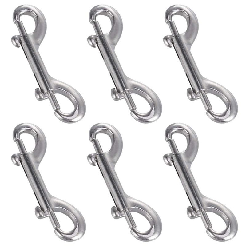 [AUSTRALIA] - POLARHAWK Double Ended Bolt Snap Hooks, Stainless Steel Double End Heavy Duty Trigger Snaps for Water Bucket/Dog Leash/Pet Feed Bucket/Pet Hammock and More, Pack of 6(3.5inch,Silver) 