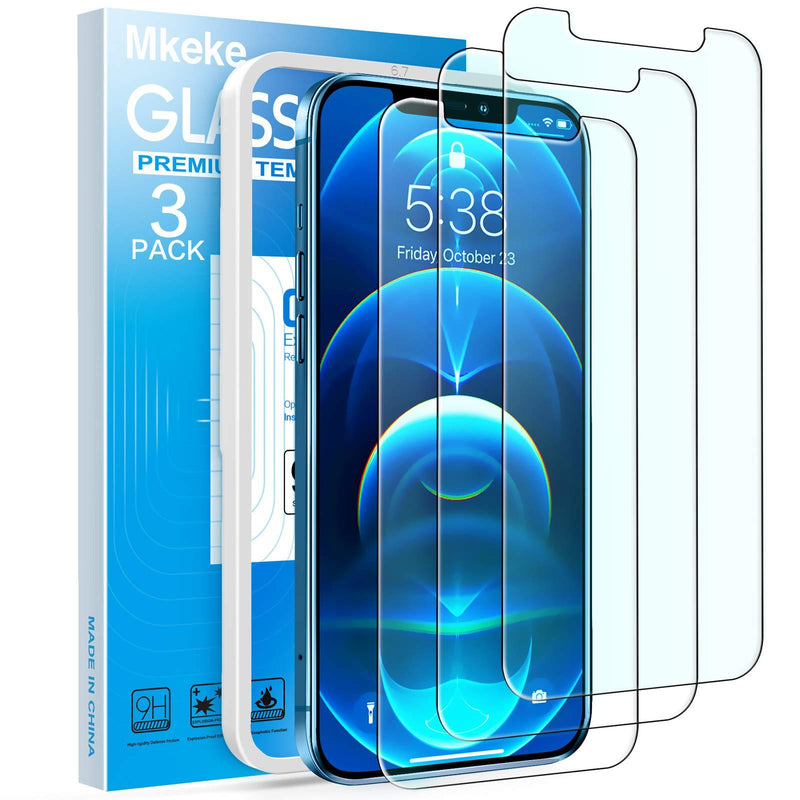 Mkeke Screen Protector for iPhone 12 Pro Max Tempered Glass Film 6.7 inches -3Pack