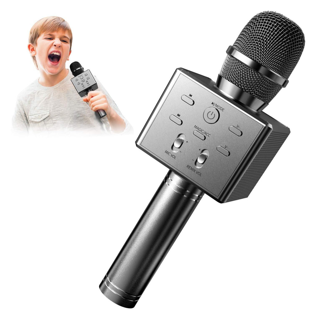 [AUSTRALIA] - BeTIM Wireless Bluetooth Karaoke Microphone,Portable Handheld Karaoke Mic Speaker Professional Machine Compatible with All Smartphone and PC Perfect for Christmas Birthday Home Party (Jet Black) Jet Black 