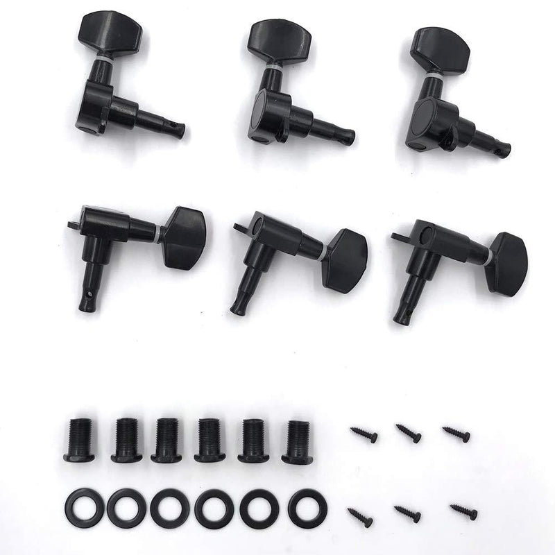 ATCG Guitar Tuning Pegs 12 Pieces 6L6R Chrome Tuners Machine Heads Knobs for Acoustic or Electric Musician Instrument Parts Accessories Guitar String Tuning Peg Replacement (Black) Black