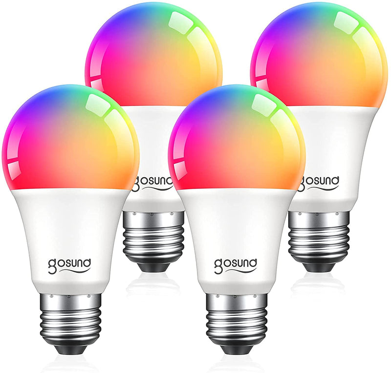 Alexa Smart Light Bulbs, Gosund 75W Equivalent E26 8W WiFi Led Bulb A19 RGB Color Changing Light Bulb Dimmable, Work with Google Home Amazon Echo, 2.4Ghz WiFi Only, No Hub Required 4 Pack