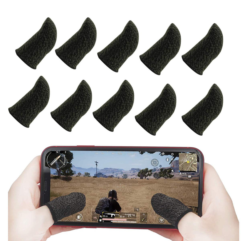 Game Controller Finger Sleeve, Anti-Sweat Breathable Full Touch Screen Sensitive Shoot Aim Joysticks Finger Set for Mobile Games, Compatible with iPhone/iPad/Android Phone and Tablet (10 Pack) 10 Pack