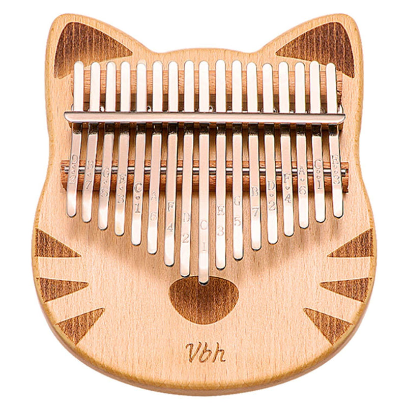 vbh Kalimba, 17 Keys Thumb Piano Builts-in EVA High-Performance Protective Box, Tuning Hammer and Study Instruction, Gift for Kids Adult Lovers Beginners (cat) cat
