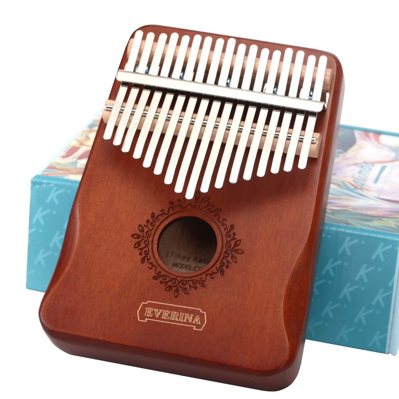 Kalimba Thumb Piano 17 Keys, Portable Mbira Finger Piano, Easy to Learn Musical Instrument Gift for Kids and Adult Beginners, Brown